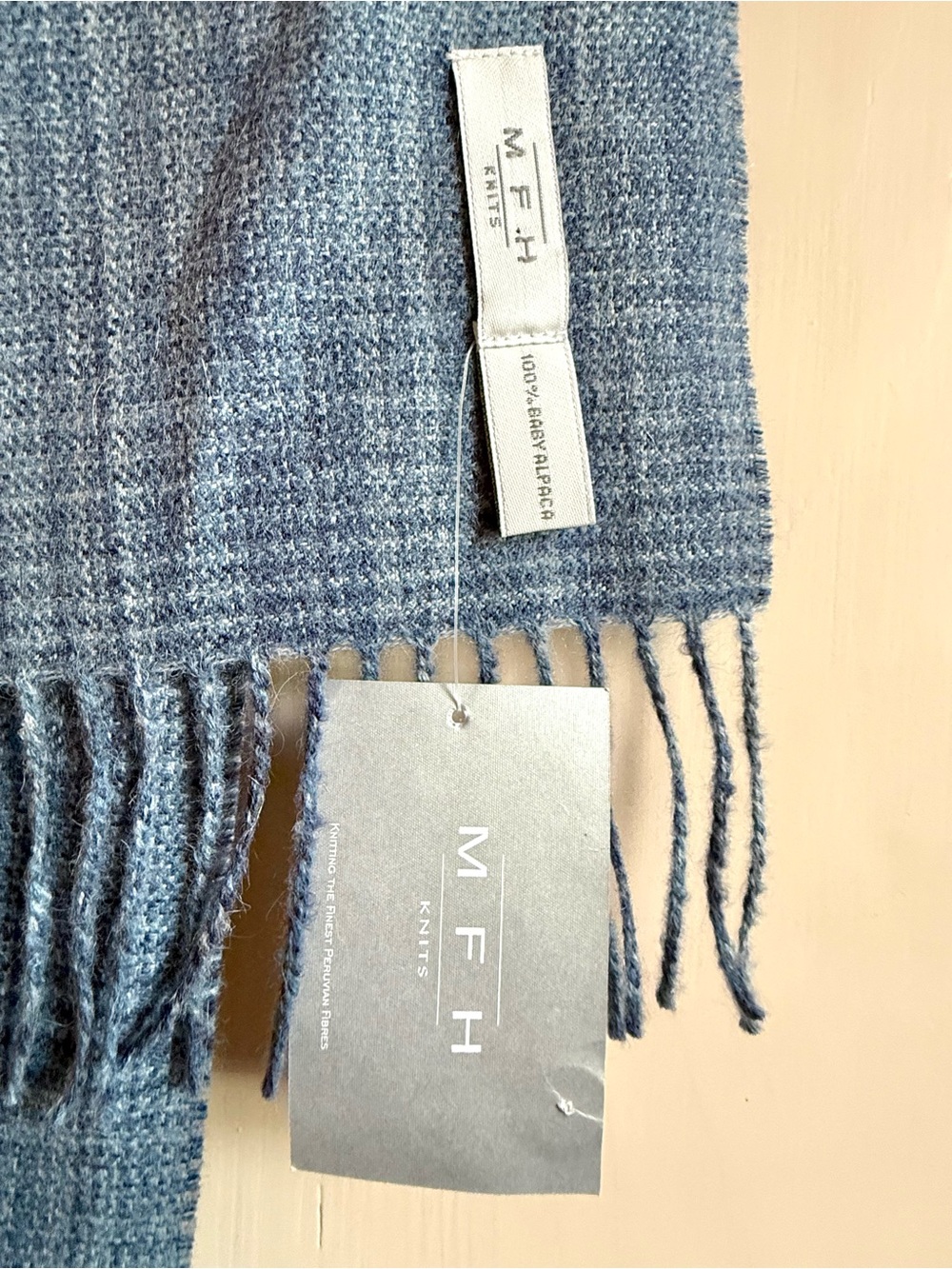 MFH Blue Scarf 100% baby alpaca NWT